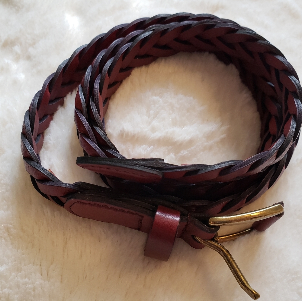 Uniqlo red braided leather belt like new